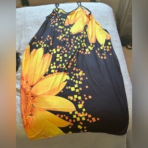 Floral Black and Yellow Maxi Dress